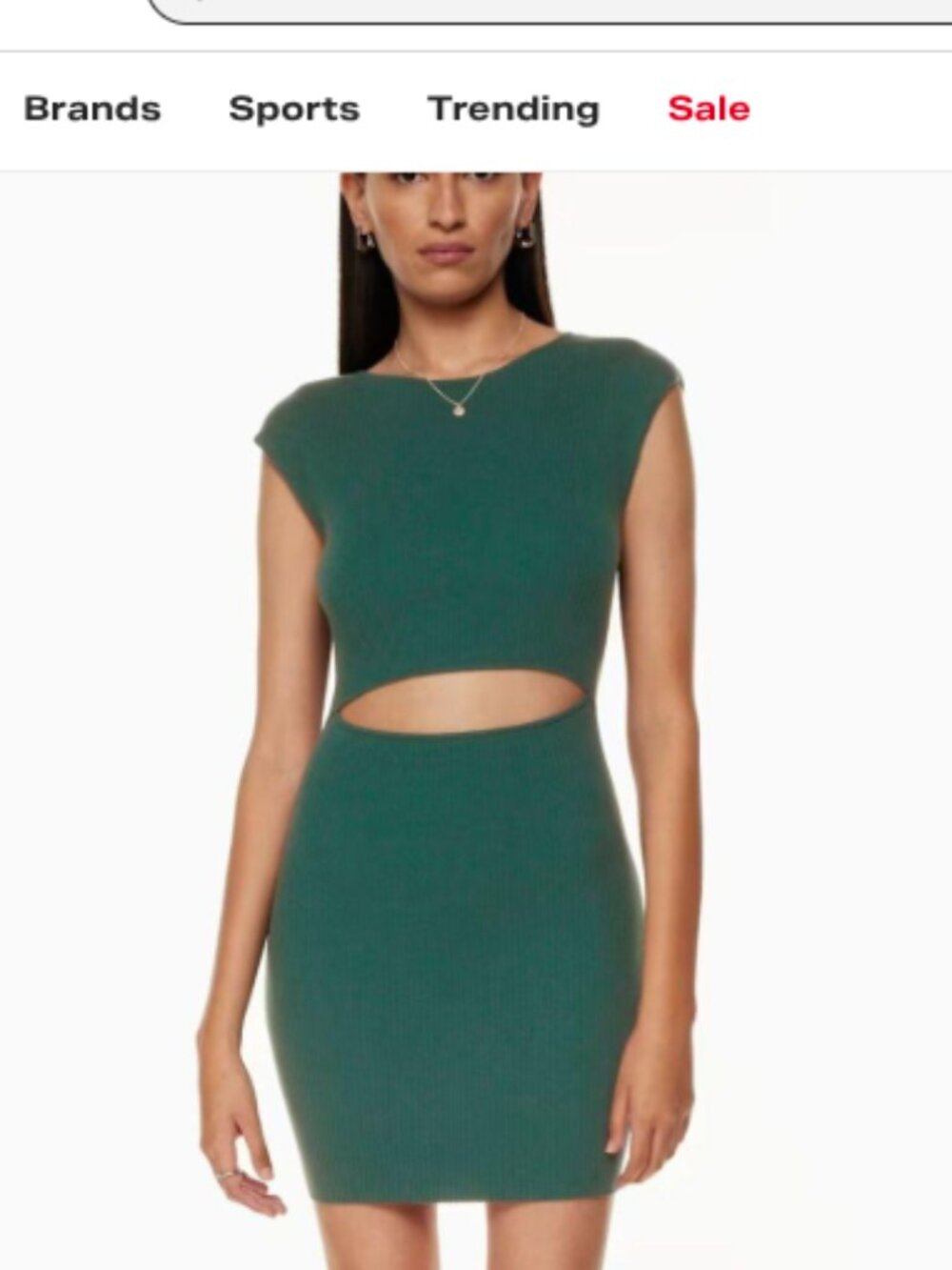 NWT Aritzia Wilfred Dress Cut Out Knit Mini Aventurine Green Medium Bodycon